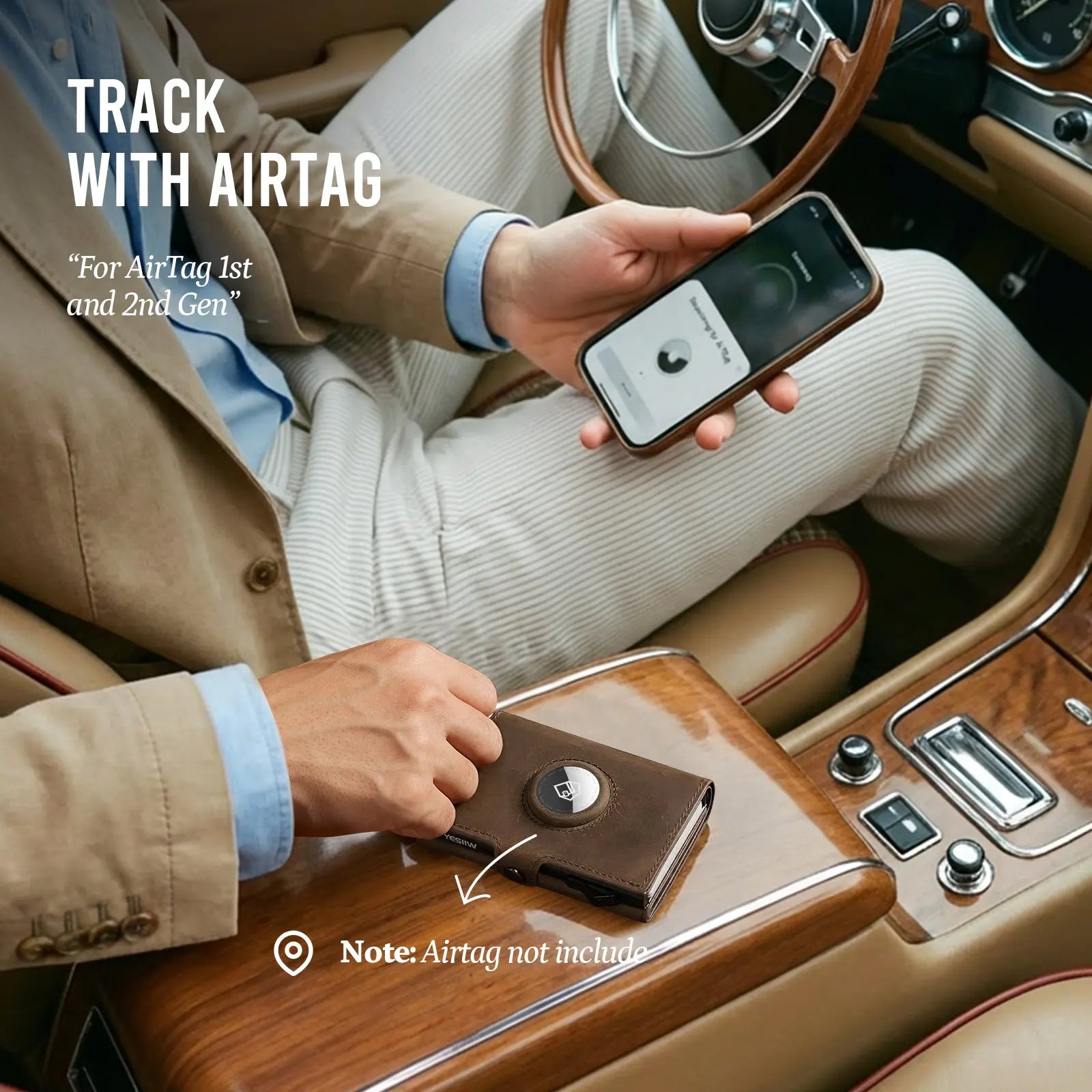 YESIIW GENUINE LEATHER POPUP WALLET HAVE AN AIRTAG SLOT