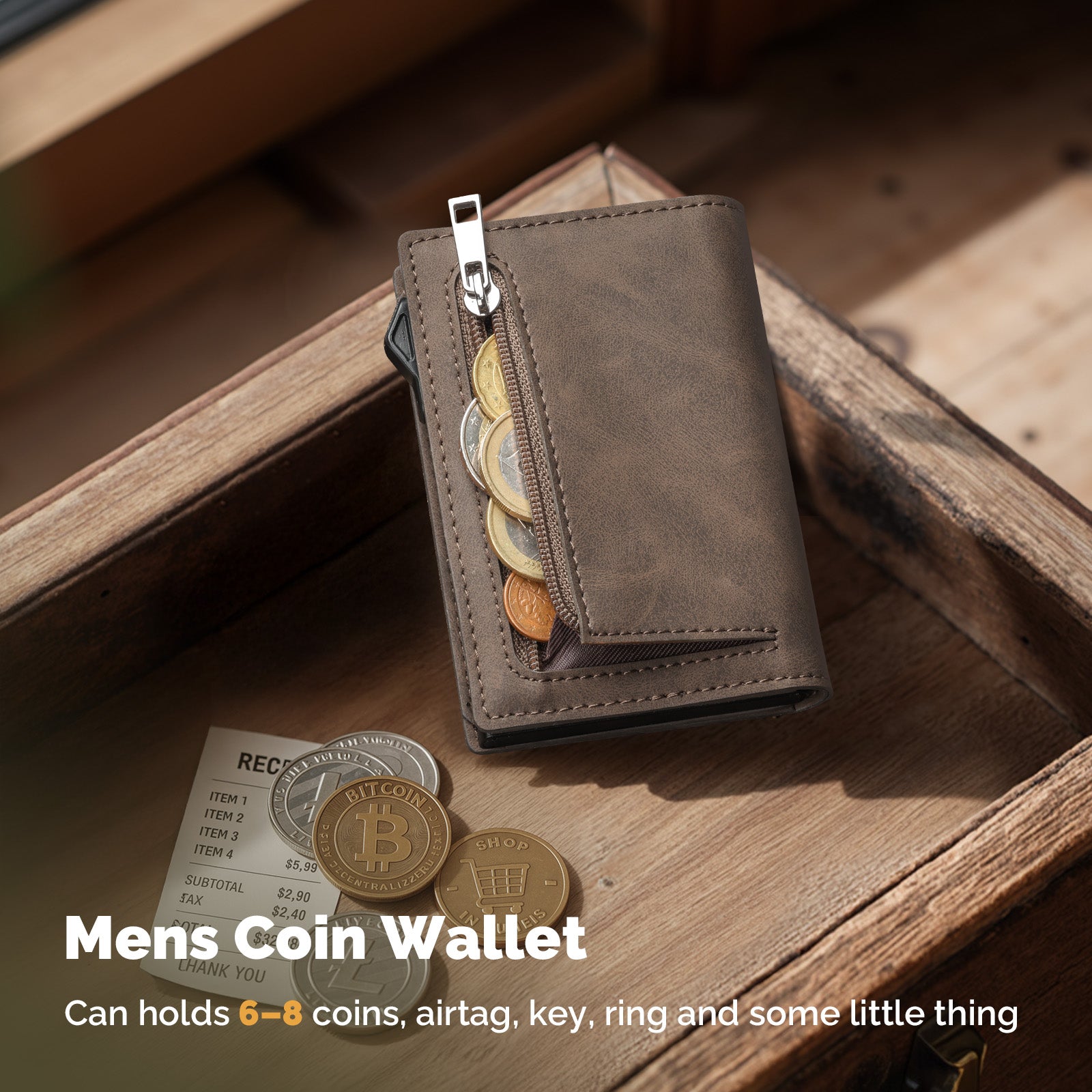 AIR-TAG ZIPPER COIN POCKET WALLET