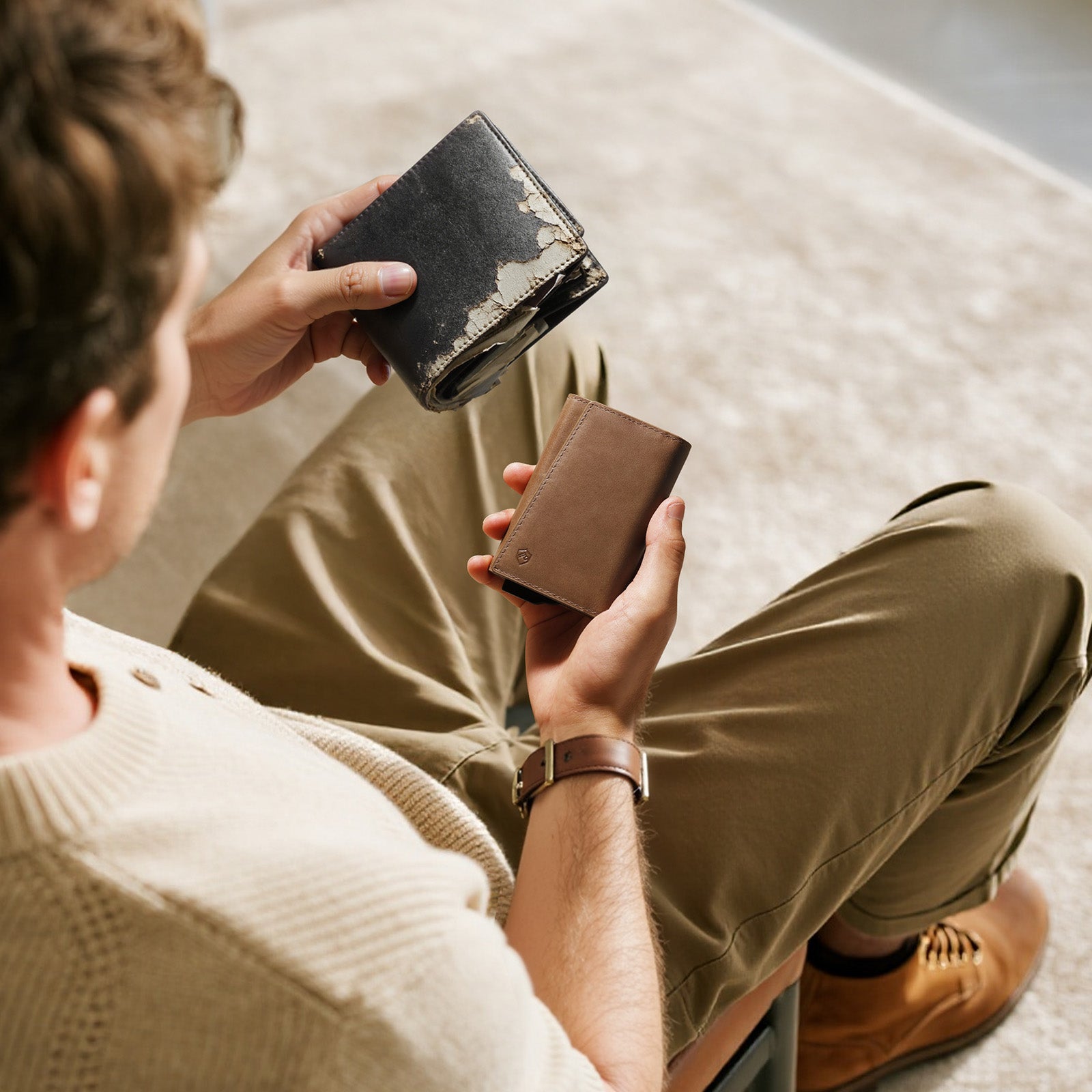 ANGLED DESIGN & GENUINE LEATHER
