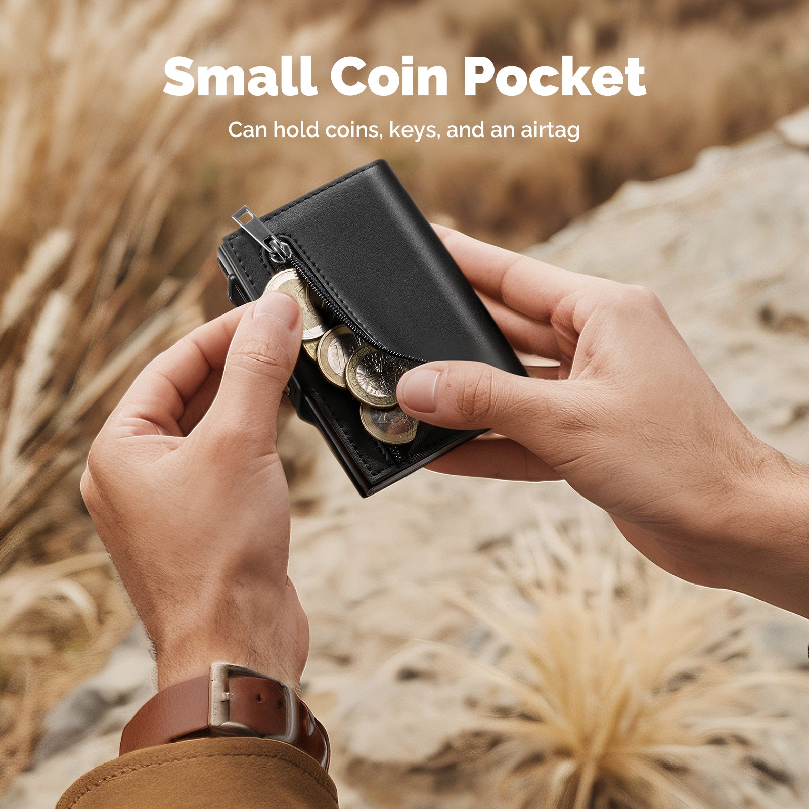 ZIPPER COIN POCKET WALLET & SIDE BUTTON